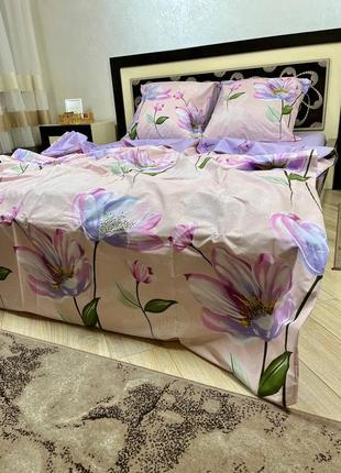 Постельное белье бязь голд магнолия 🌺🥰, простинь на резинці бязь голд, простирадло на резинці бязь голд8 фото