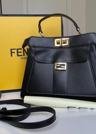 Сумка жіноча в стилі  fendi black logo premium