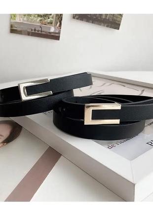 Женский ремень, тоненький ремешок с серебряной пряжкой, поясок