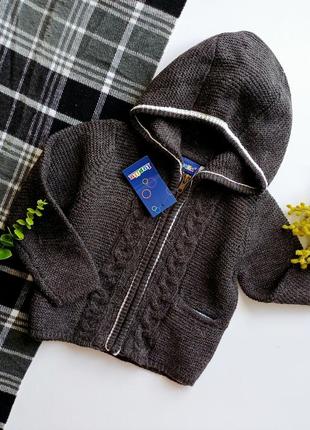 Свитер, кардиган для мальчика, брендовый, новый, теплый, зимний, на молнии, 86см, 92см, 2роки, lupilu, перхоть
