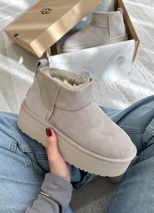 Ugg ultra mini platform light grey угги угги мини угги на меху все цвета2 фото