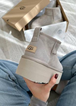 Ugg ultra mini platform light grey угги угги мини угги на меху все цвета3 фото