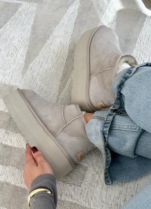 Ugg ultra mini platform light grey угги угги мини угги на меху все цвета8 фото