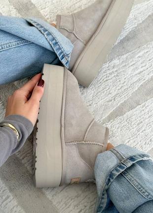 Ugg ultra mini platform light grey угги угги мини угги на меху все цвета7 фото