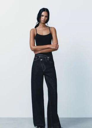 Джинси жіночі асиметричні темно сині zara new