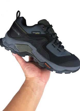 Зимние мужские кроссовки salomon nonsplip winter grey black саломон серого с черными цветами термо