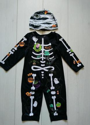 Карнавальный костюм скелет на хеллоуин halloween peppa pig 1-1,5 года
