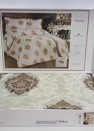 Покривало my bed з китичками 240x260 з наволочками maria kahve