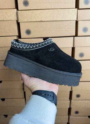 Женские угги ugg tasman platform black теплые на меху, угги на овчине