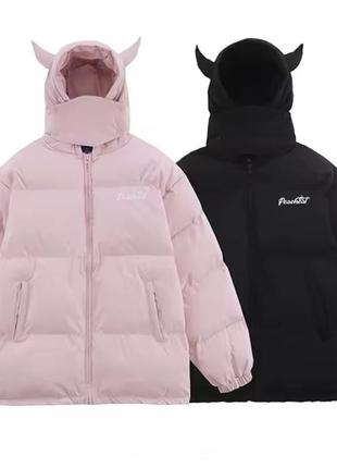 Куртка унісекс з рожками чортик y2k dollskill пуховик дутік