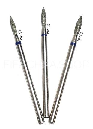Алмазна фреза полум'я гостре китай 2,1 мм (синя)