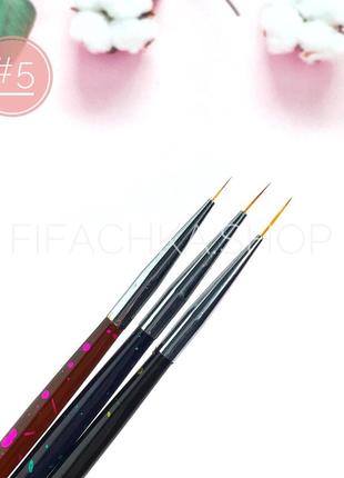 Набор кистей для прорисовки тонких линий beauty artists, 3 шт, №5