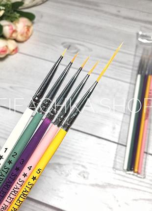 Набор кистей для прорисовки тонких линий, starlet professional, 5 шт
