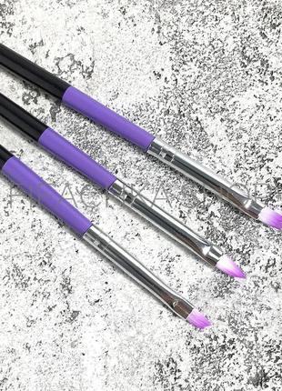 Набір пензлів для гелю, нарощування нігтів, 3 шт starlet professional