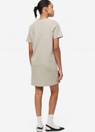 Сукня-футболка h&m плотний трикотаж розмір м сіро/бежева3 фото