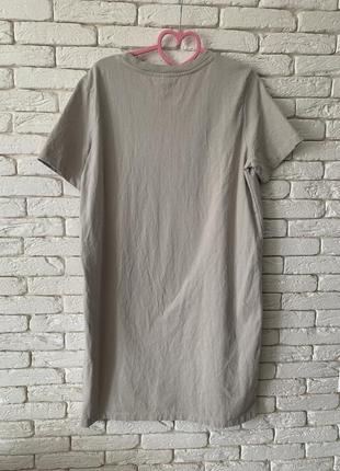 Сукня-футболка h&m плотний трикотаж розмір м сіро/бежева4 фото