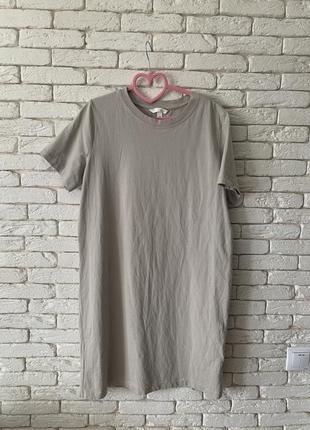 Сукня-футболка h&m плотний трикотаж розмір м сіро/бежева6 фото