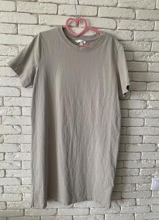 Сукня-футболка h&m плотний трикотаж розмір м сіро/бежева8 фото