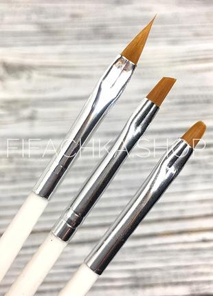Набір пензлів для нарощування та дизайну нігтів, 3 шт