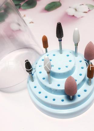 Підставка для фрез (насадок) на 48 шт, блакитна