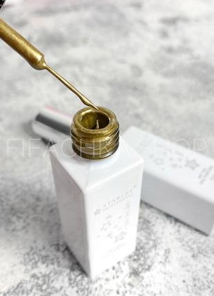 Гель-краска металлическая для дизайна ногтей с кисточкой starlet professional metal paint gel 8 мл - gold