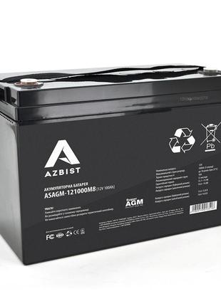 Акумулятор azbist super agm asagm-121000m8, black case, 12v 100.0ah ( 329 x 172 x 215 ) q1/36