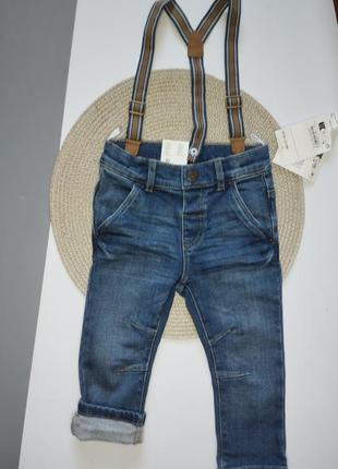 Термо джинсы с легким утеплением байкой на мальчика 12 месяцев (80 см), нитевичка.
