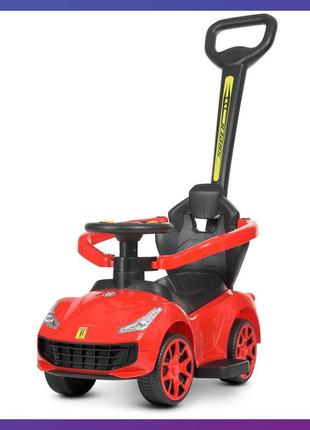 Дитяча каталка-толокар porsche m 4741 з батьківською ручкою 2 в 1 червоний
