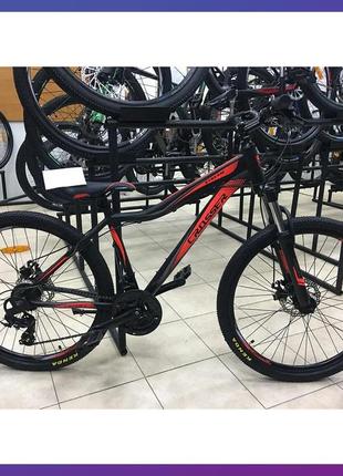Велосипед горный двухколесный на алюминиевой раме 14" crosser stream 24 дюймов черно-красный