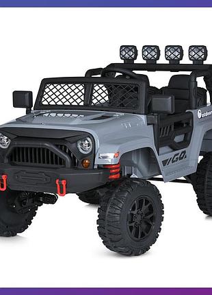 Дитячий електромобіль на акумуляторі двомісний джип jeep m 5995 з пультом р/у для дітей 3-8 років сірий