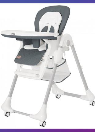 Детский стульчик для кормления с регулируемой спинкой carrello toffee crl-9502/3 серый на колесиках