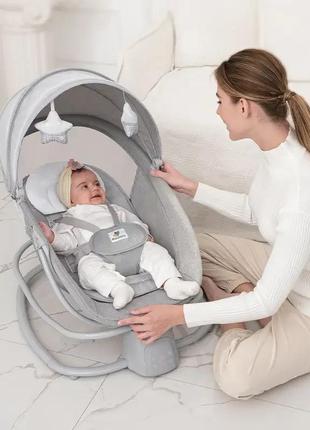 Укачивающий центр детский mastela 8113 light grey (светло-серый) для новорожденных. управление с приложения