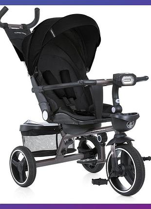 Детский трехколесный велосипед - коляска turbo trike mt 1003-1 с родительской ручкой черный