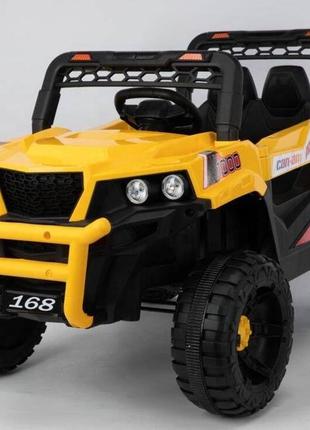 Детский электромобиль на аккумуляторе buggy с пультом радиоуправления для детей 3-8 лет желтый