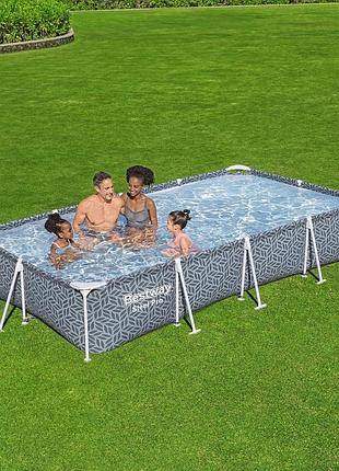 Прямокутний сімейний каркасний басейн bestway 561fv 366x201x66 см із фільтром насоса