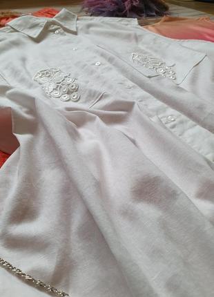 Натуральне літнє плаття - сорочка льон вільного крою8 фото