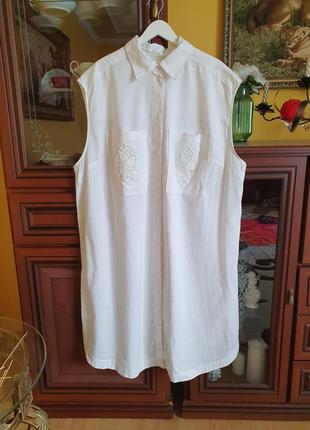 Натуральне літнє плаття - сорочка льон вільного крою2 фото