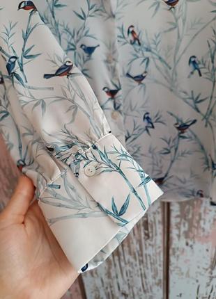 Сатиновая рубашка с птицами