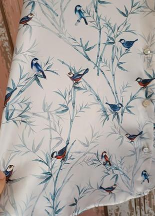 Сатиновая рубашка с птицами