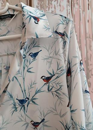 Сатиновая рубашка с птицами