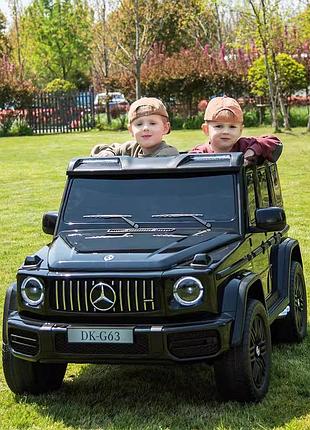 Детский электромобиль двухместный на аккумуляторе mercedes g63 на радиоуправлении для детей 3-8 лет черный