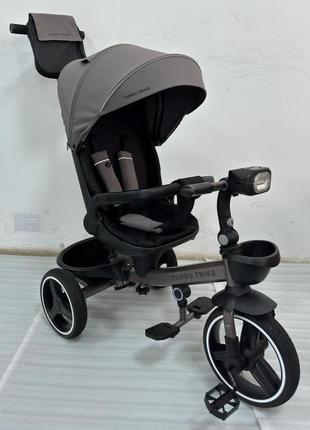 Дитячий триколісний велосипед — коляска turbo trike mt 1002-13 з батьківською ручкою бежевий