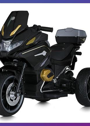Детский электро мотоцикл трехколесный на аккумуляторе bambi m 5830 с пультом р/у для детей 3-8 лет черный