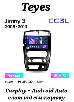 Магнитола teyes cc3l suzuki jimny 2005-2019, 4/32, 8 ядер, carplay, слот под сим-карту + рамка!