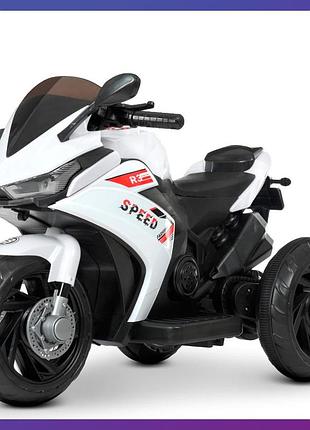 Дитячий електро мотоцикл триколісний на акумуляторі yamaha m 4622 для дітей 2-6 років білий