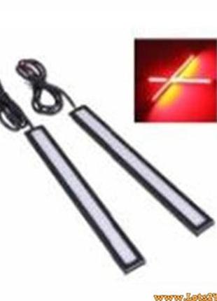 2шт дневные ходовые огни гибкие красные 14см drl cob led дхо