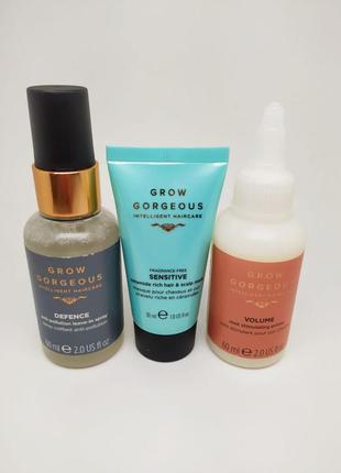 Набор для волос и кожи головы grow gorgeous defence anti-pollution leave-in spray  volume root stimu