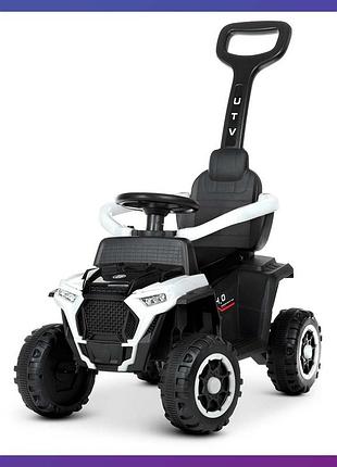 Дитяча каталка-толокар bambi racer м 4803 з батьківською ручкою 2в1 біла