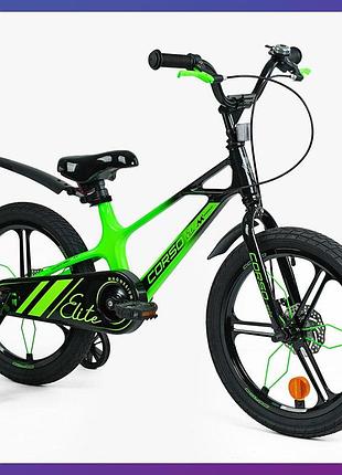 Велосипед детский двухколесный на магниевой раме corso elite elt-18426 18" рост 110-130 см 5-8 лет зеленый