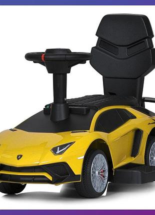 Детская толокар-электромобиль 2в1 lamborghini m 5777 световые и звуковые эффекты желтый